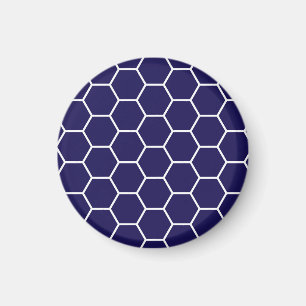 Navy Blue Geometric Honeycomb Hexagon Pattern Magnet
