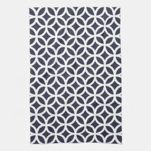 Navy Blue Geometric Kitchen Towel
