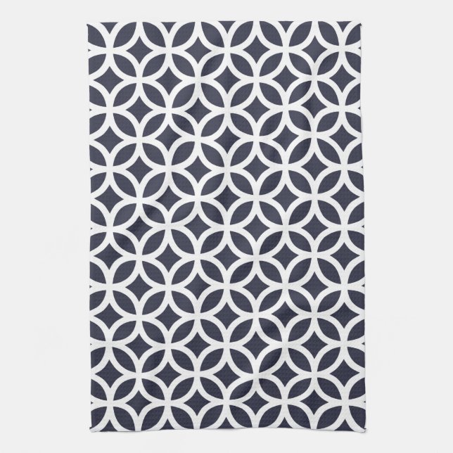 Navy Blue Geometric Kitchen Towel (Vertical)