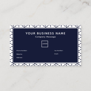 Navy Blue Geometric Pattern on White Business Card