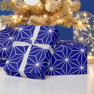 Navy Blue Geometric Pattern Wrapping Paper