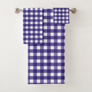 Navy blue gingham bath towel set
