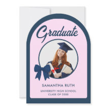 Navy Blue Gingham Bow Arch Photo Graduation Party