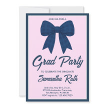 Navy Blue Gingham Bow Graduation Party