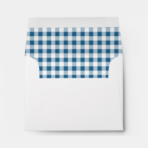 Navy Blue Gingham Check Personal Stationery Envelope