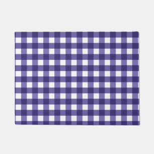 Navy blue gingham doormat