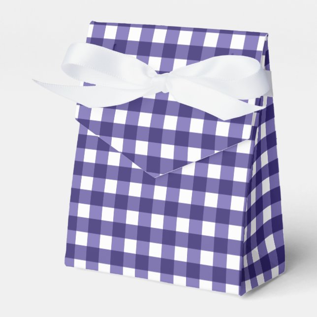 Navy blue gingham favour box (Front Side)