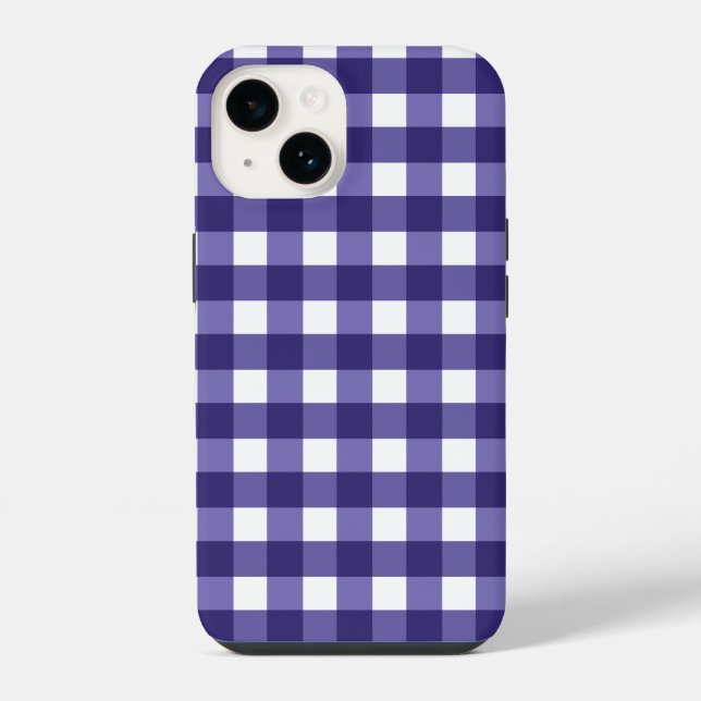 Navy blue gingham iPhone case (Back)