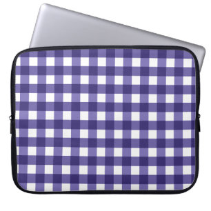 Navy blue gingham laptop sleeve