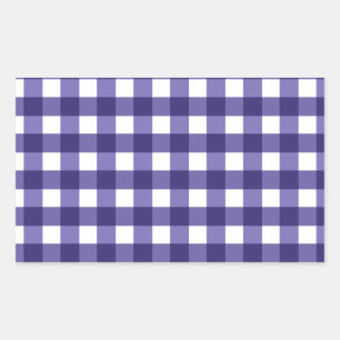 Navy blue gingham rectangular sticker