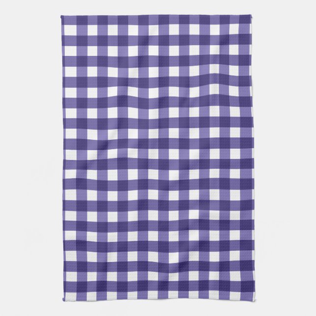 Navy blue gingham tea towel (Vertical)