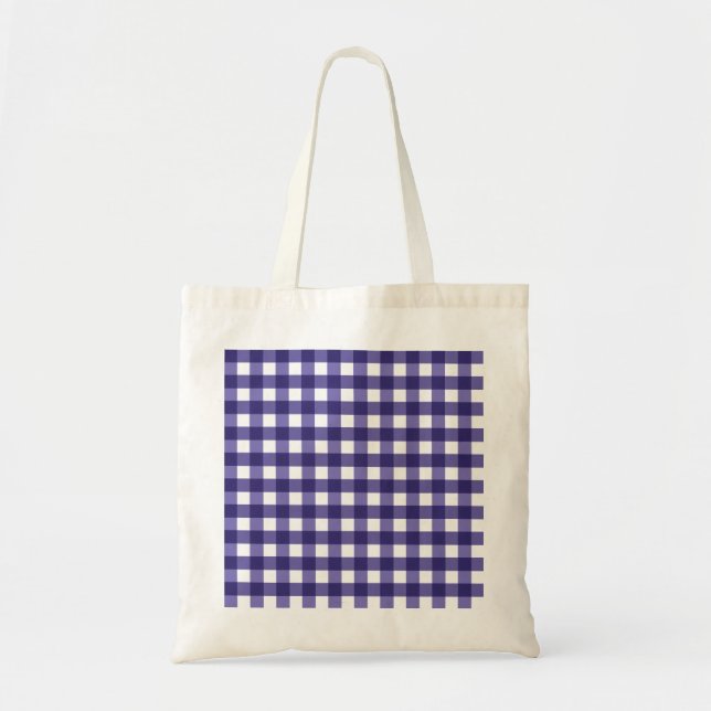 Navy blue gingham tote bag (Front)