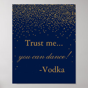 Navy Blue & Glam Gold Confetti Wedding Party Sign