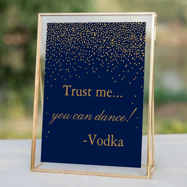 Navy Blue & Glam Gold Confetti Wedding Party Sign (Creator Uploaded)