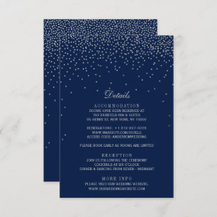Navy Blue & Glam Silver Confetti Wedding Enclosure Card