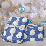 Navy Blue Glitter Christmas Beach Sand Dollar Wrapping Paper<br><div class="desc">This coastal Christmas wrapping paper features a pattern of white sand dollars on a navy blue faux glitter background.</div>