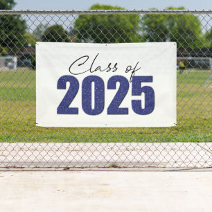 Navy Blue Glitter Class of 2025 Banner