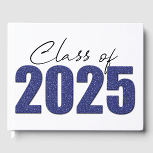Navy Blue Glitter Class of 2025 Guest Book