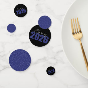 Navy Blue Glitter Class of 2026 Confetti