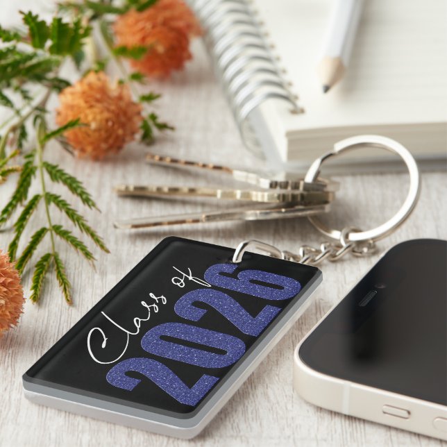 Navy Blue Glitter Class of 2026 Key Ring (Front Right)