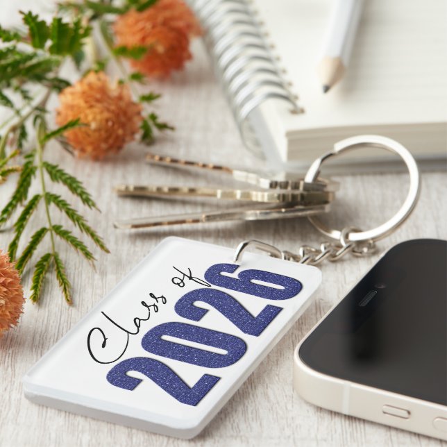 Navy Blue Glitter Class of 2026 Key Ring (Front Right)