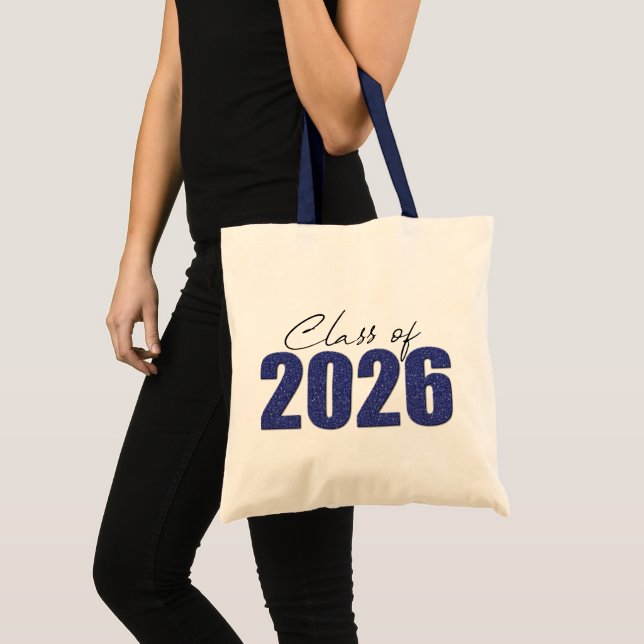 Navy Blue Glitter Class of 2026 Tote Bag (Front (Product))