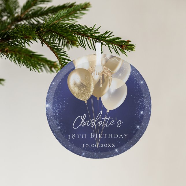Navy blue glitter gold balloons birthday glass tree decoration (Creator Uploaded)