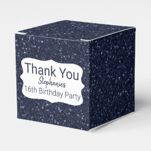 Navy Blue Glitter Happy Birthday Favour Box