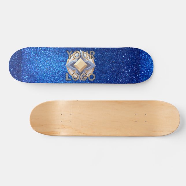 Navy Blue Glitter Professional Company Logo Office Skateboard (Horz)