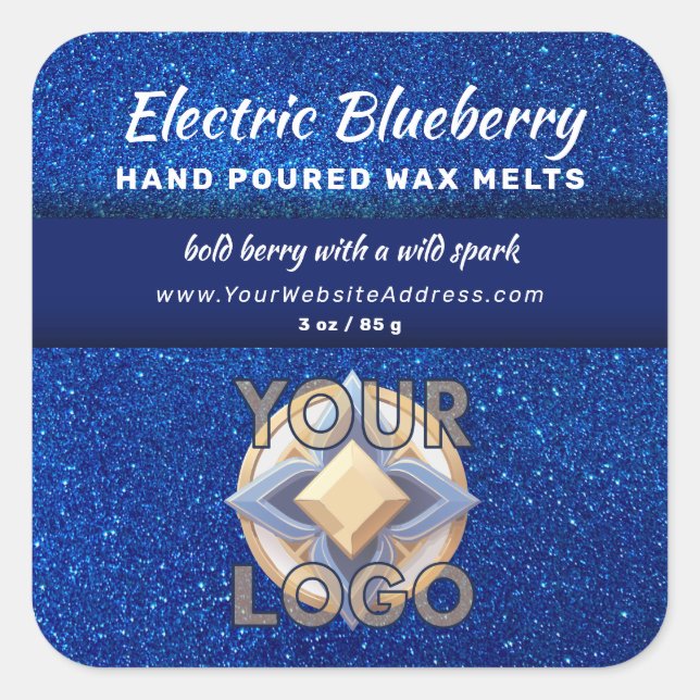 Navy Blue Glitter Professional Logo Product Labels (Front)