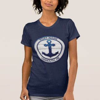 Navy Blue Glitter Rope Anchor Nautical Boating T-Shirt