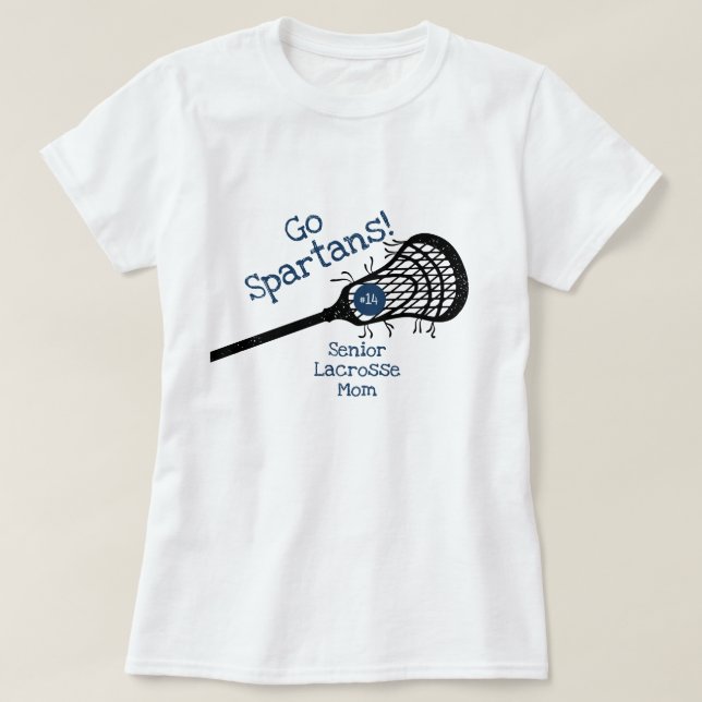Navy Blue Go Team Lacrosse Mum T-Shirt (Design Front)