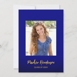 Navy Blue Gold 2 Photo Granduation Announcement