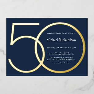Navy Blue Gold 50th Birthday