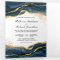 Navy Blue Gold Abstract Ink QR Code Wedding