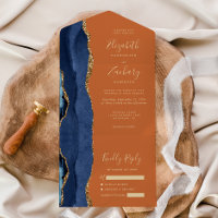 Navy Blue Gold Agate Burnt Orange Wedding