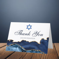 Navy Blue Gold Agate Personalised Bar Mitzvah