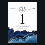 Navy Blue Gold Agate Wedding Table Number Cards<br><div class="desc">Navy Blue Gold Agate Wedding Table Number Cards</div>