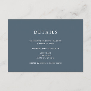 Navy Blue & Gold Bar Mitzvah Details Card