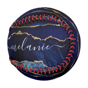 Navy Blue Gold Baseball Custom Name and Letter