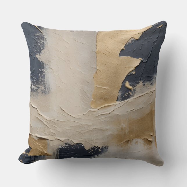 Navy Blue Gold Beige Abstract  Cushion (Front)