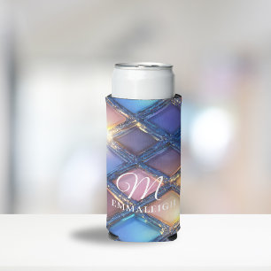 Navy Blue Gold Blush Glamour Seltzer Can Cooler