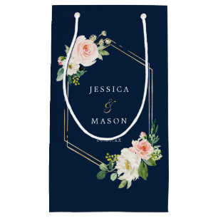 Navy Blue Gold Blush Hotel Wedding Gift Bag