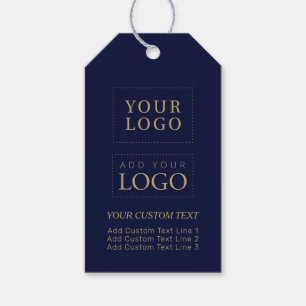 Navy Blue & Gold Branded Business Logo Package Gift Tags