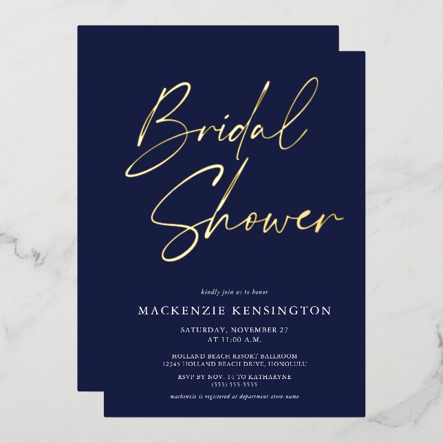 Navy Blue Gold Bridal Shower (Front/Back)