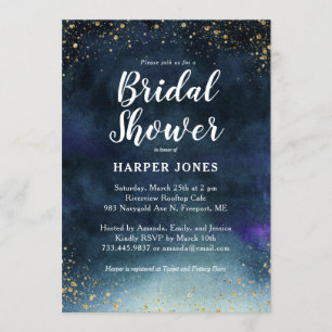 Navy Blue Gold Bridal Shower Invitation
