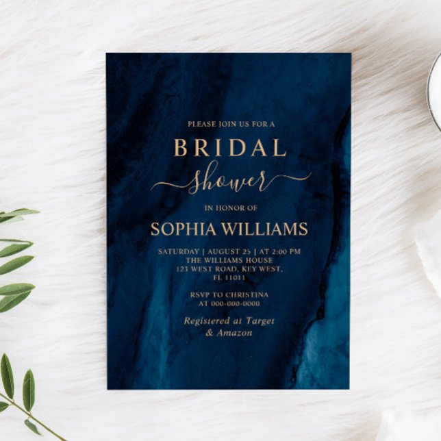 Navy Blue & Gold Bridal Shower Invitation (Creator Uploaded)
