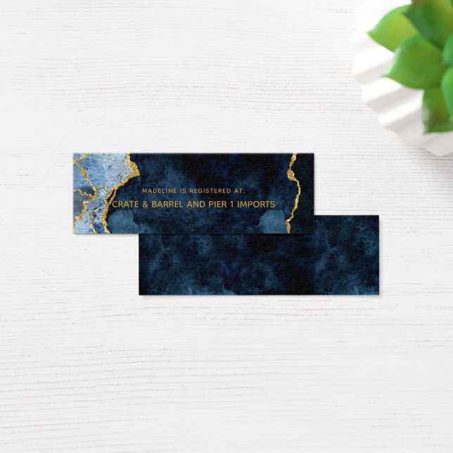 Navy Blue Gold Bridal Shower Registry Insert Card (Desk)