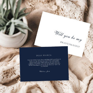 Navy Blue & Gold Bridesmaid Proposal Card