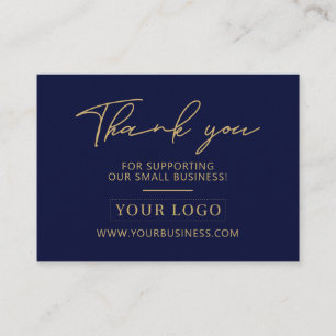 Navy Blue & Gold Business Logo Packaging Thank you Business Card